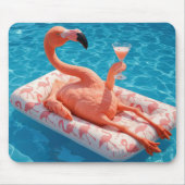 Flamingo Drijvend Met een Cocktail In een Zwembad Muismat (Voorkant)