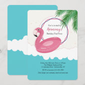 Flamingo Drijver Uitnodiging (Voorkant / Achterkant)