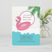 Flamingo Drijver Uitnodiging (Staand voorkant)