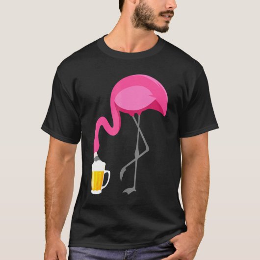 Flamingo Drink Beer Funny Pink Flamingo T-shirt (Voorkant)