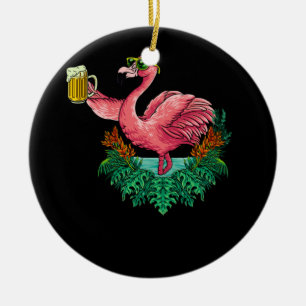 Flamingo Drink Beer Party Keramisch Ornament