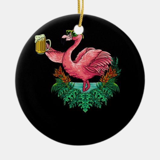 Flamingo Drink Beer Party Keramisch Ornament (Voorkant)