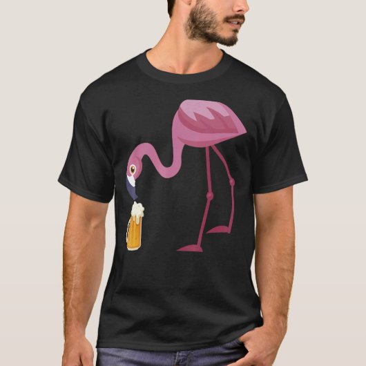 Flamingo Drink Beer Summer Beer Gag T-shirt (Voorkant)