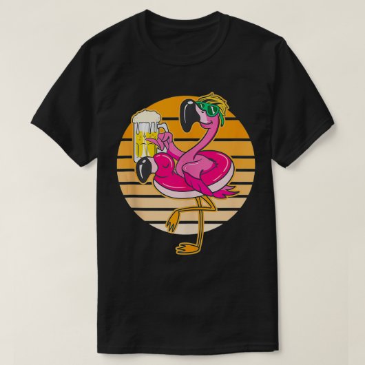 Flamingo Drink Beer Summer Funny Beer Lover T-shirt (Design voorkant)