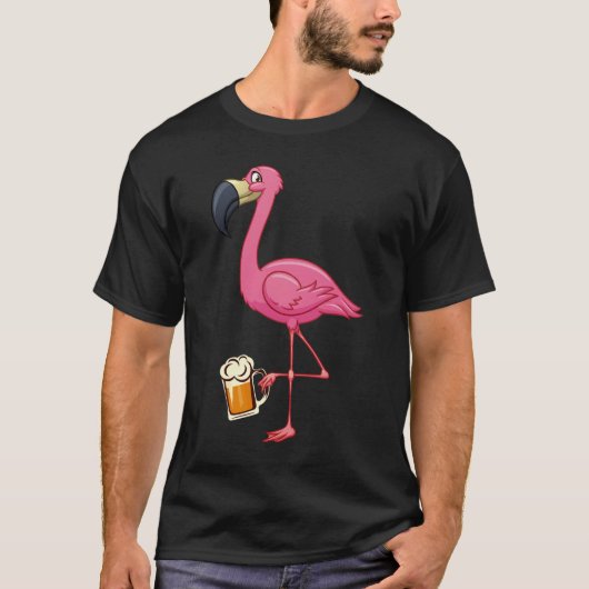 Flamingo Drink bier - Funny Pink Flamingo T-shirt (Voorkant)