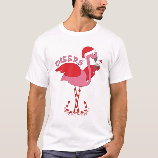 Flamingo Drink Cocktail T-Shirt (Voorkant)