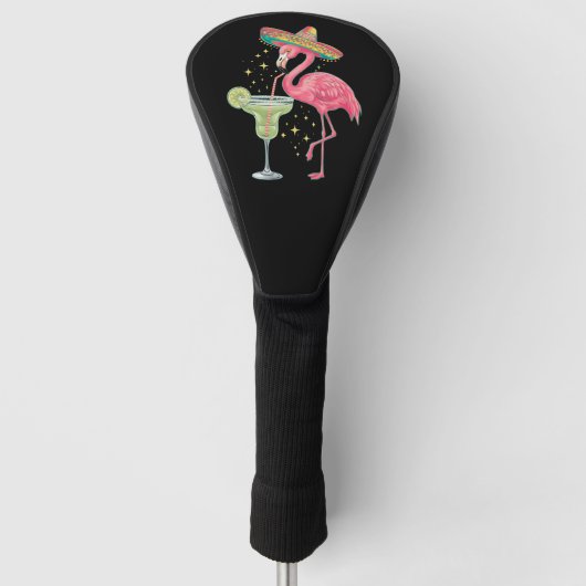 Flamingo Drink Margarita Funny Mexican Poncho Golfheadcover (Voorkant)