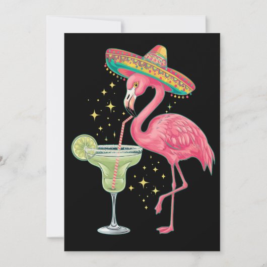 Flamingo Drink Margarita Funny Mexican Poncho Kaart (Voorkant)