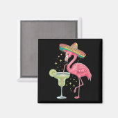 Flamingo Drink Margarita Funny Mexican Poncho Magneet (Voorkant / Achterkant)