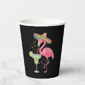 Flamingo Drink Margarita Funny Mexican Poncho Papieren Bekers (Voorkant)