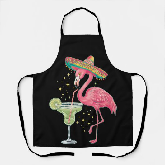 Flamingo Drink Margarita Funny Mexican Poncho Schort (Voorkant)