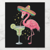 Flamingo Drink Margarita Funny Mexican Poncho Wijn Etiket (Enkel label)