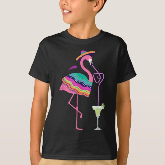 Flamingo Drink Margarita Mexican Poncho Cinco D T-shirt (Voorkant)