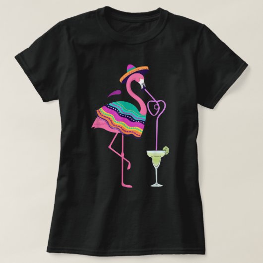Flamingo Drink Margarita Mexican Poncho Cinco D T-shirt (Design voorkant)