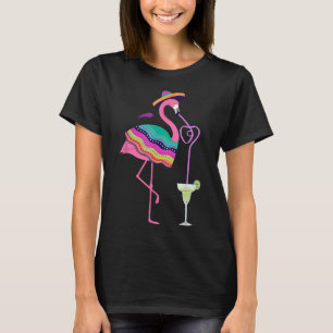 Flamingo Drink Margarita Mexican Poncho Cinco D T-shirt