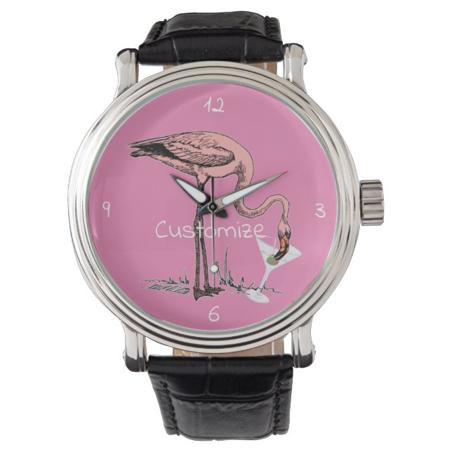 Flamingo Drink Martini Thunder_Cove Horloge (Voorkant)