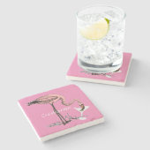 Flamingo Drink Martini Thunder_Cove Stenen Onderzetter (Zijkant)