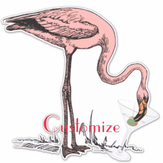 Flamingo Drink Martini Thunder_Cove Sticker (Voorkant)