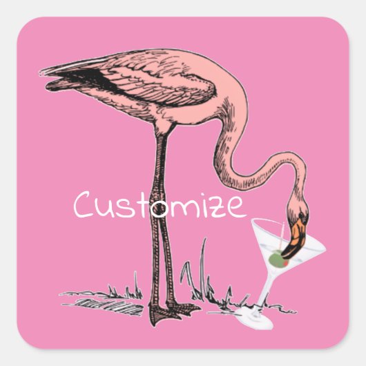 Flamingo Drink Martini Thunder_Cove Vierkante Sticker (Voorkant)
