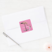 Flamingo Drink Martini Thunder_Cove Vierkante Sticker (Envelop)