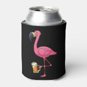 Flamingo Drinking Beer - Funny Pink Flamingo Blikjeskoeler (Blikje Voorkant)