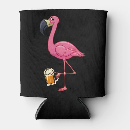 Flamingo Drinking Beer - Funny Pink Flamingo Blikjeskoeler (Voorkant)