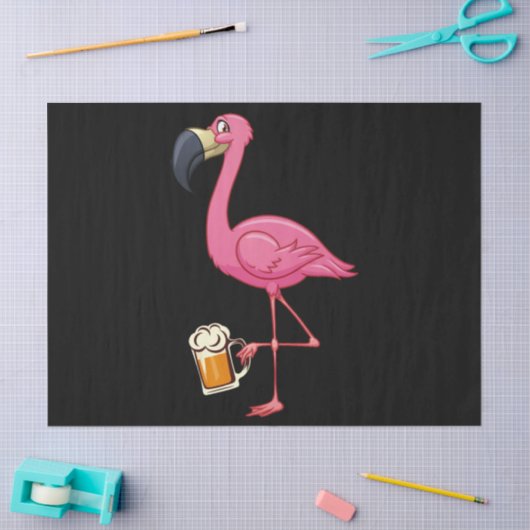 Flamingo Drinking Beer - Funny Pink Flamingo Tissuepapier (Craft)
