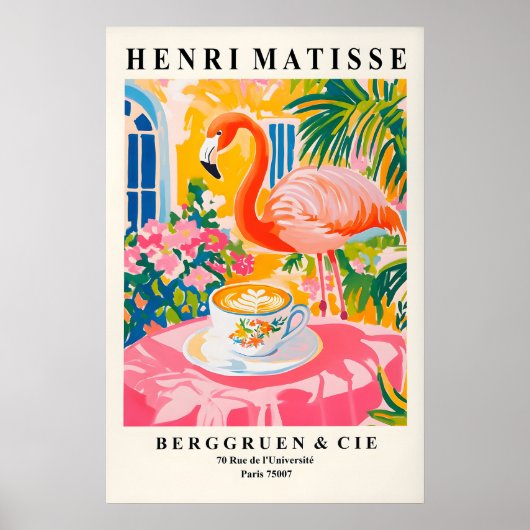Flamingo Drinking Coffee Art Print Henri Matisse (Voorkant)