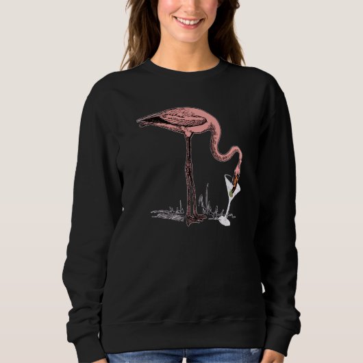 Flamingo Drinking Martini Art Illustration Premium Trui (Voorkant)
