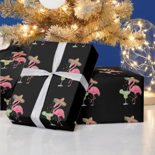 Flamingo drinkt Margarita Grappige Mexicaanse Ponc Cadeaupapier