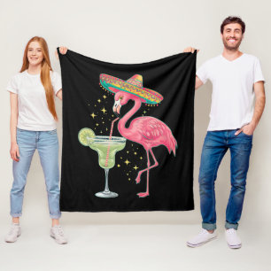 Flamingo Drinkt Margarita Grappige Mexicaanse Ponc Fleece Deken