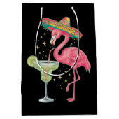 Flamingo Drinkt Margarita Grappige Mexicaanse Ponc Medium Cadeauzakje (Voorkant)