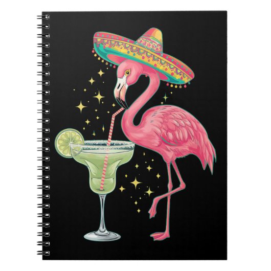 Flamingo Drinkt Margarita Grappige Mexicaanse Ponc Notitieboek (Voorkant)