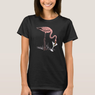 Flamingo drinkt Martini Kunst Illustratie Premium T-shirt