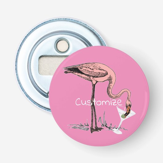 Flamingo Drinkt Martini Thunder_Cove Button Flesopener (Voorkant)