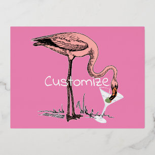 Flamingo Drinkt Martini Thunder_Cove Folie Feestdagen Briefkaart
