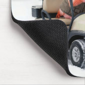 Flamingo Driving a Golf Cart With Snowplow Muismat (Hoek)