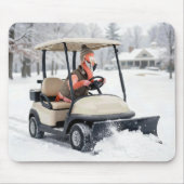 Flamingo Driving a Golf Cart With Snowplow Muismat (Voorkant)