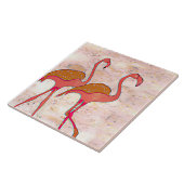 Flamingo Duo roze marmer decoratief Tegeltje (Zijkant)