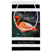 Flamingo Durf anders te zijn Zwarte Strepen Naam Klein Cadeauzakje (Achterkant)