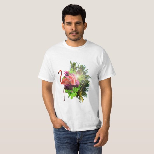 Flamingo e flores t-shirt (Voorkant volledig)