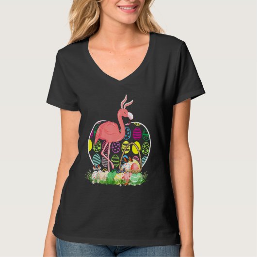 Flamingo Easter Eggs Funny Easter Day Eggs Hunters T-shirt (Voorkant)