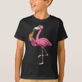 Flamingo Eating Pizza Flamingo Liefhebbers Pizza L T-shirt (Voorkant)