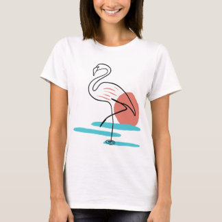 Flamingo één lijn t-shirt