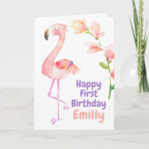 Flamingo Eerste verjaardag Happy 1st Birthday Card