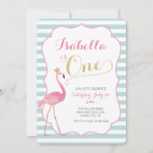 Flamingo eerste verjaardag uitnodiging (Voorkant)