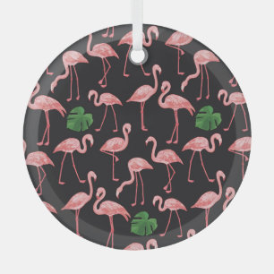 Flamingo Elegance:  Monstera Fusion. Glas Ornament