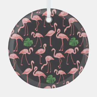 Flamingo Elegance: Monstera Fusion. Glas Ornament