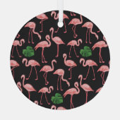 Flamingo Elegance:  Monstera Fusion. Glas Ornament (Achterkant)
