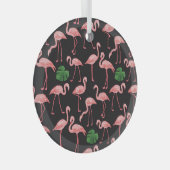 Flamingo Elegance:  Monstera Fusion. Glas Ornament (Voorkant Rechts)